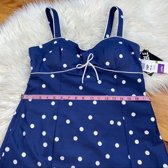 R&K Originals NWT Blue Polka Dot PETITE Sun Dress - Picture 10 of 13